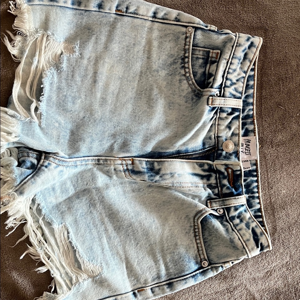 Princess Polly Light Blue Distressed Jean Shorts